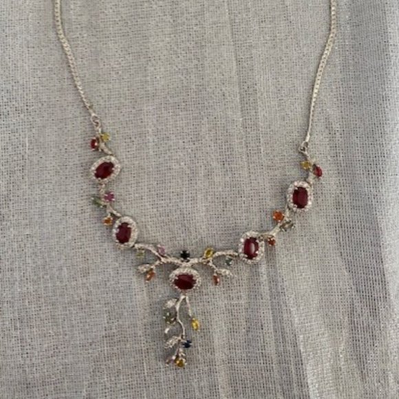 🌸🌟2 X HOST PICK 🌸🌟 NWT GENUINE Tourmaline 14K Gold & Silver Necklace 21 $795 - Picture 2 of 9